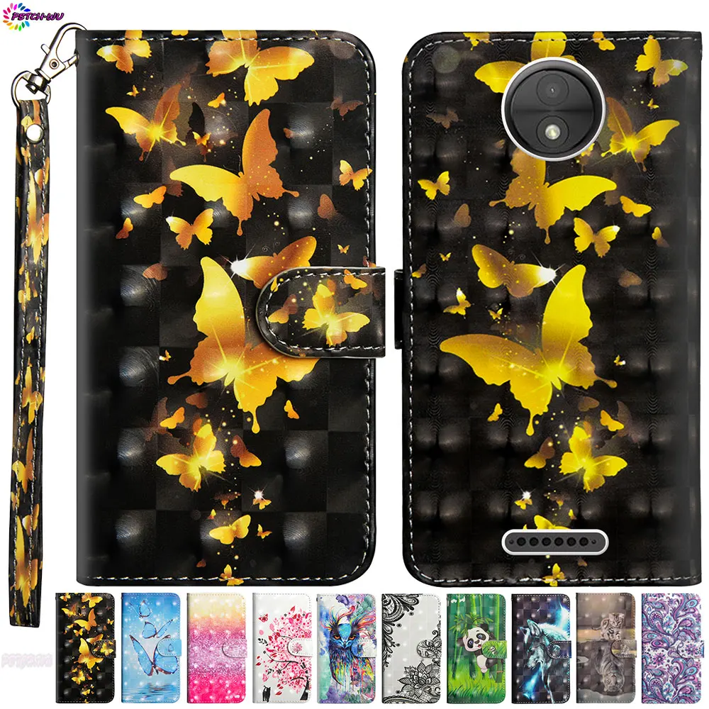 3D окрашенный чехол для Motorola Moto c XT1754 XT1750 XT1755 XT1758 телефон флип бумажник Коув MotoC XT 1754