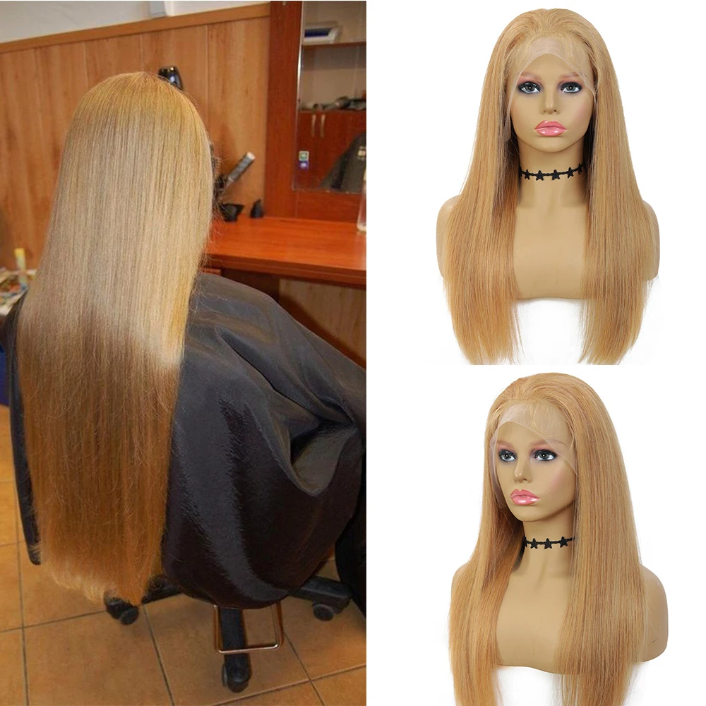 Бразильские передние парики с 27 цветными светлыми кружевами прямые 13X4 коричневыми человеческими