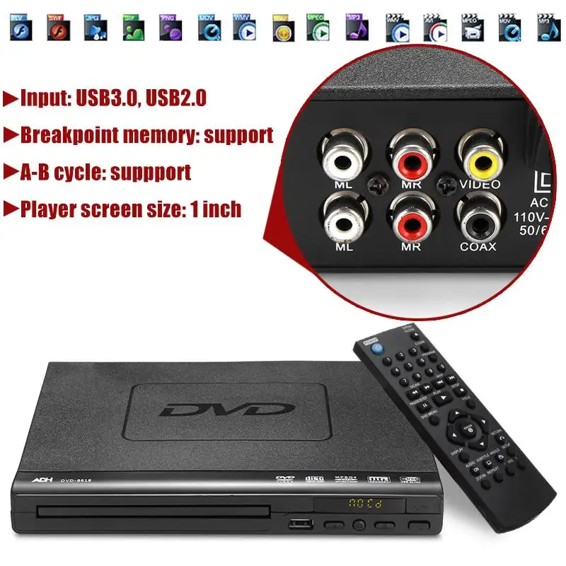 Портативный мини-DVD-плеер с USB HD многократное воспроизведение ADH DVD CD SVCD VCD mp3-диск