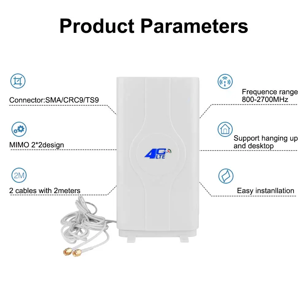 High Gain 4G LTE Antenna Dual Mimo Long Range Network Antenna for WiFi Router/Mobile Broadband/Hotspot Amplifier