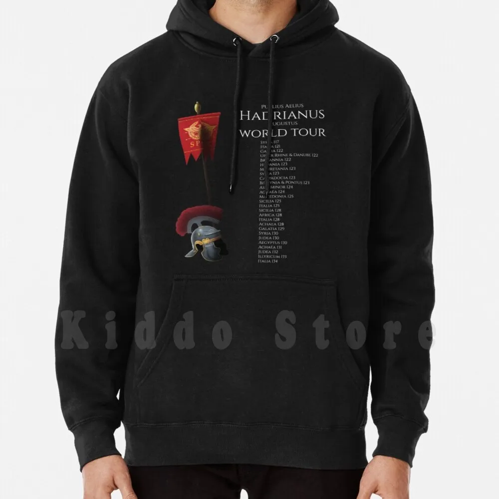 

Ancient Roman Emperor Hadrian World Tour Hoodie Long Sleeve Caesar Hadrian Ancient Spqr History Teacher
