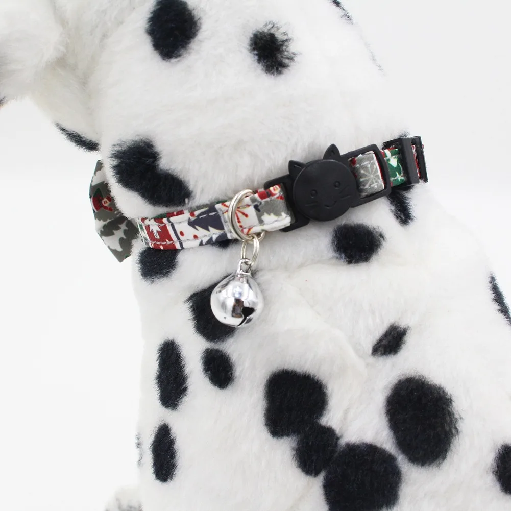 

Christmas Pet Collar With Bell Adjustable Polyester Neck Strap Bowknot Small Dog Puppy Chihuahua Collar Pets Accessories