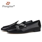 Piergitar черная ручная полировка телячья кожа Лоскутная бархатная Двойная кожа искусственная кожа для вечерние НКИ и выпускного мужские курительные Тапочки