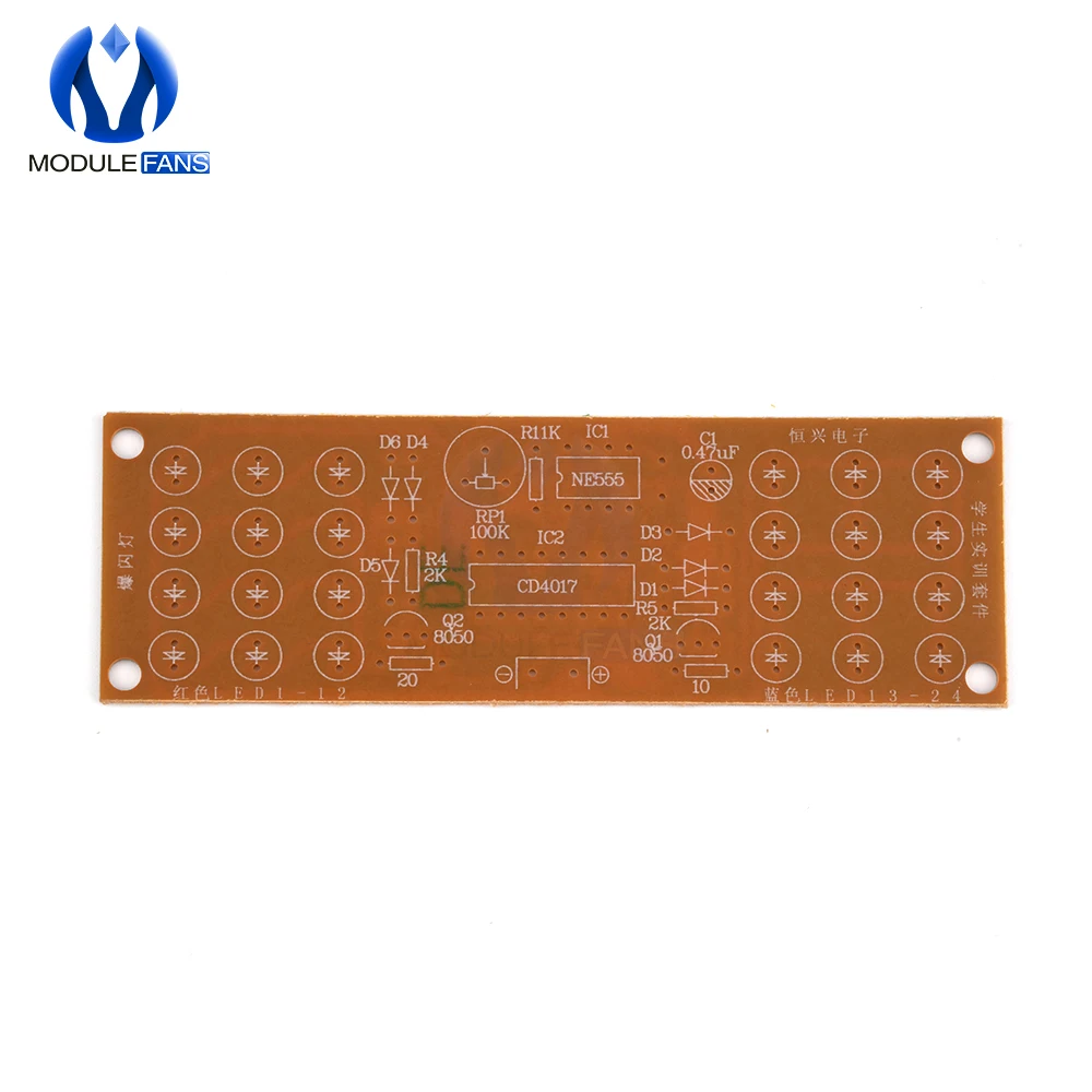 NE555 + CD4017 красно-синие двухцветные мигающие огни набор для доски тренировочные