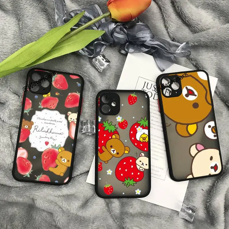 

Rilakkuma Phone Case For IPhone 12 11 Pro Max Xs Xr X 7 8 Plus Black Matte Translucent Cover