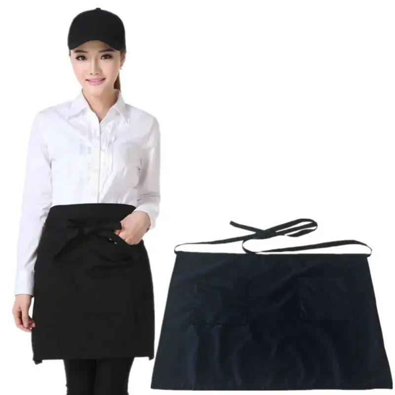 Unisex Kitchen Cotton Bow Short Half Waist Apron Bar Pub Cafe Server Waiter Waitress Black Coffee | Specialty Tools