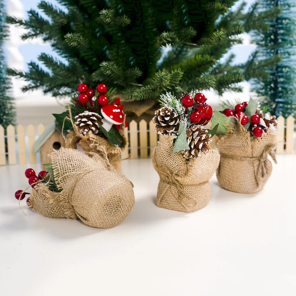 Simulation Christmas Potted New Year Xmas Tree Ornaments For Home Party Decoration Creative Table Decor Kids Gift dekoration #35 | Дом и сад