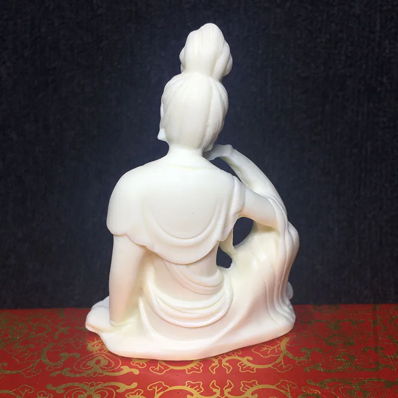 White Sitting position Guanyin statue，Modern art sculpture，Home decoration accessories，Desktop edge Ornaments，Gift figurines | Дом и