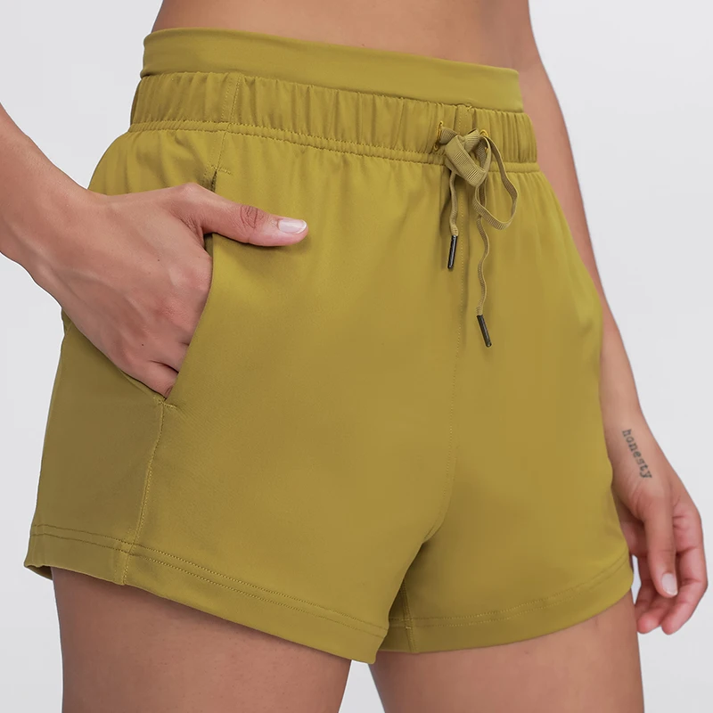 

Leisure Running Shorts Women Leggings Sport Women Waist Drawstring Running Yoga Fitness Workout Shorts Three-Quarter Pants
