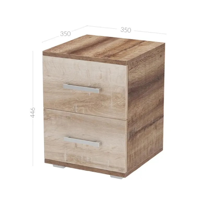 Rustic Wooden Bedside Table with 2 Drawers for Living Room Couch End Side Bedroom Nightstand 35x35x44.6 cm | Мебель