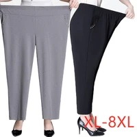 plus size 5xl 6xl 7xl 8xl women summer pants new solid elastic waist casual pants middle aged mother pants loose straight pants