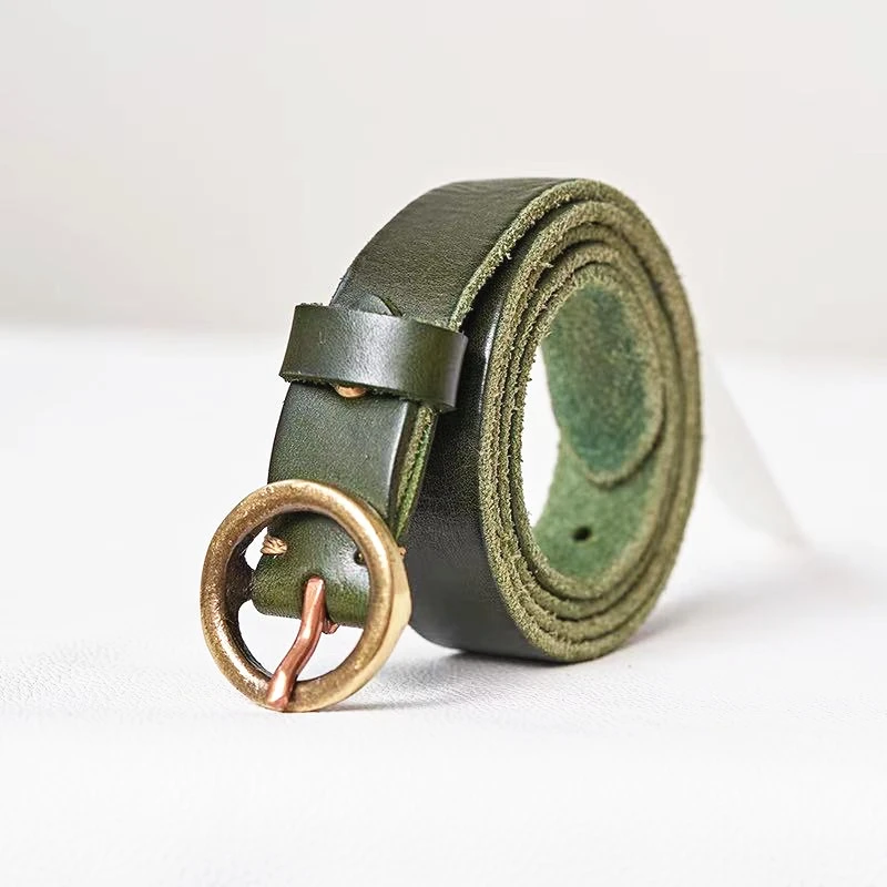 

Brass Buckle Belt Full Grain Leather Belt Ladies Belt Luxury High Quality Retro Casual Metal Pin Buckle Jeans Breathable Belt