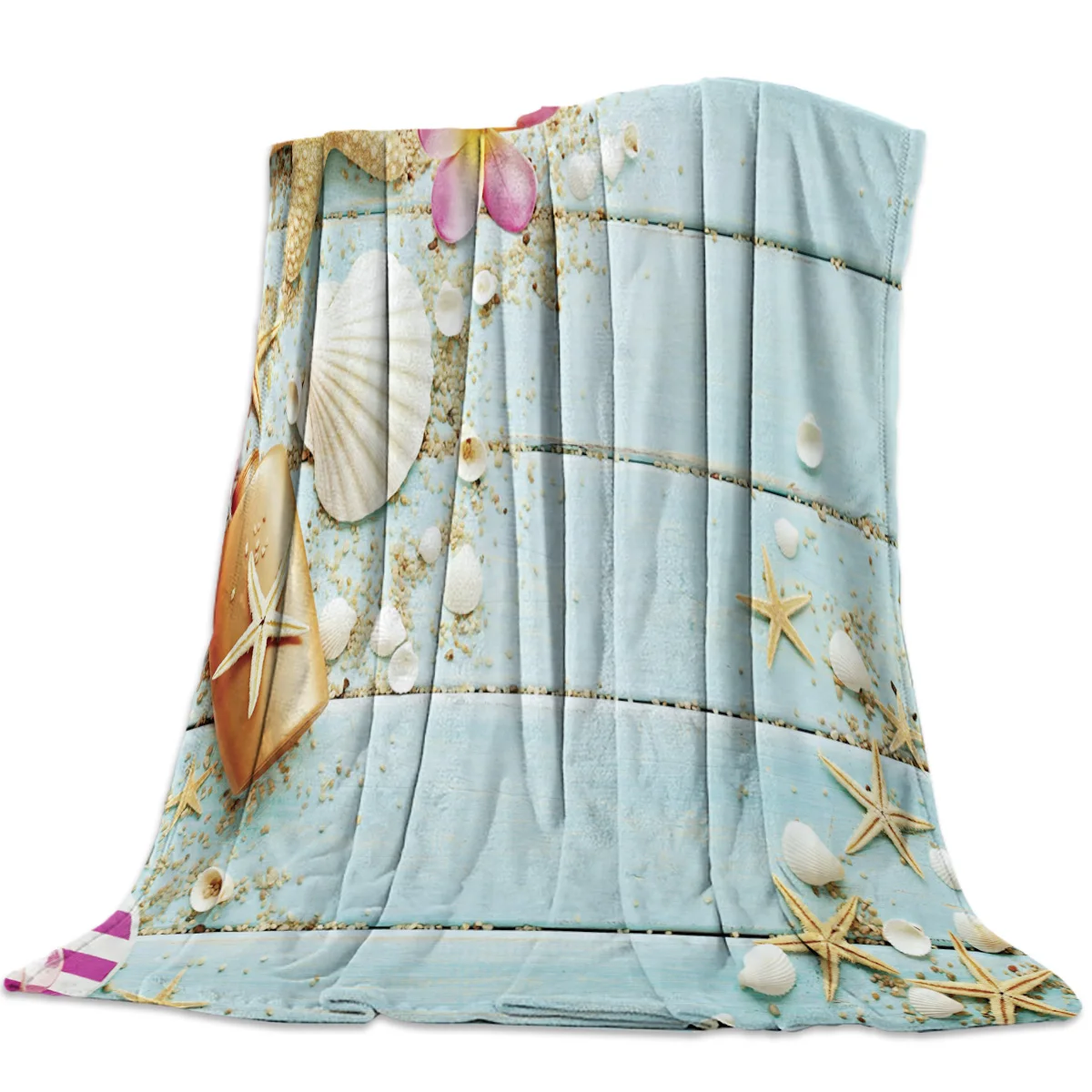 Фланелевое покрывало на кровать флисовое покрытие с морскими звездами цветами