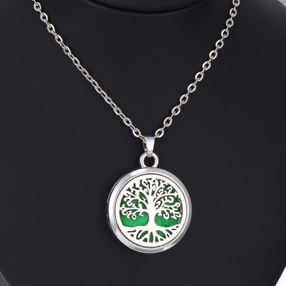

Tree Of Life Aroma Box Necklace Magnetic Stainless Steel Aromatherapy Essential Oil Diffuser Perfume Box Locket Pendant Jewelry