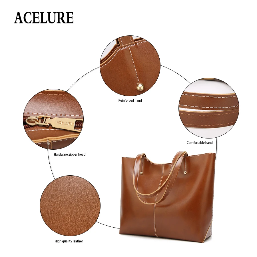 ACELURE, масло, воск, кожа, Женская Большая вместительная сумка, женская сумка через плечо, Классические повседневные сумки-шопперы для женщин,, bolsa feminina