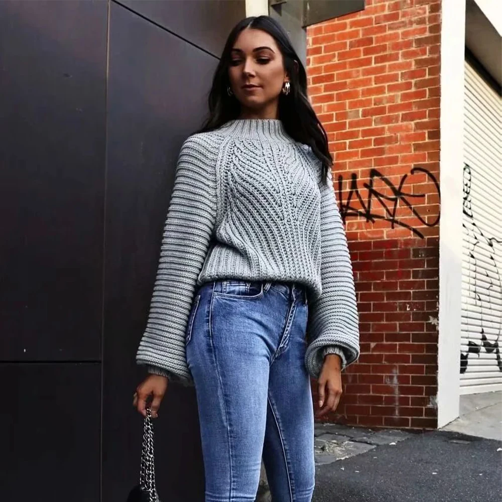 

Новинка, популярный женский вязаный свитер на осень и зиму, свободные повседневные Модные шикарные женские свитера с длинными рукавами, теп...