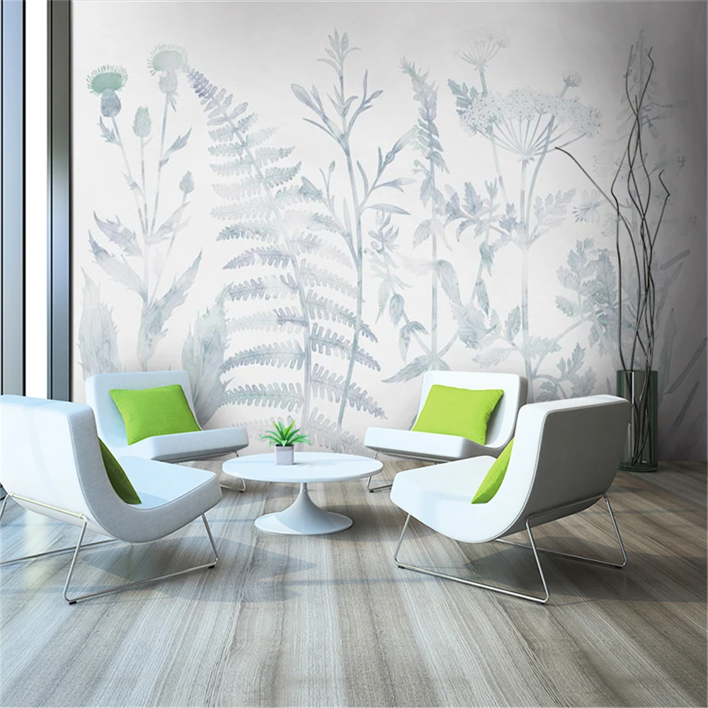 

Custom Mural Wallpaper Ultra HD Pixel Hand Painted Leaves Background Wall Painting