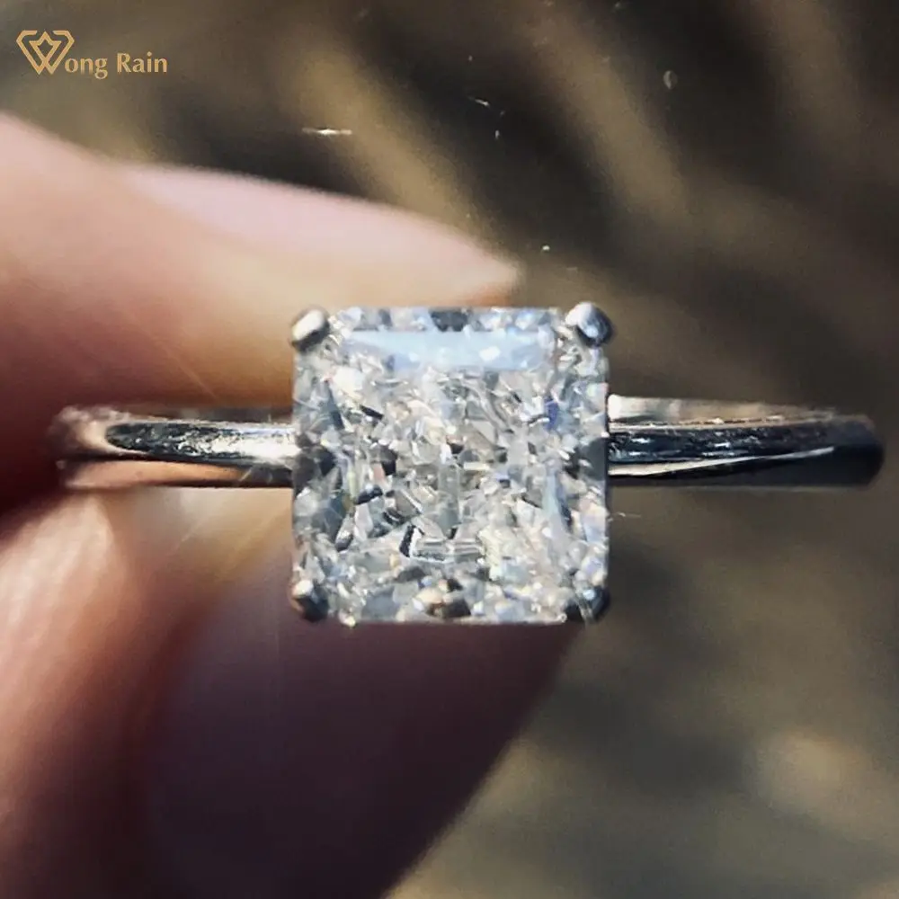 

Wong Rain 925 Sterling Silver Created Moissanite Gemstone Wedding Engagement Romantic Cute Luxury Rings Fine Jewelry Wholesale