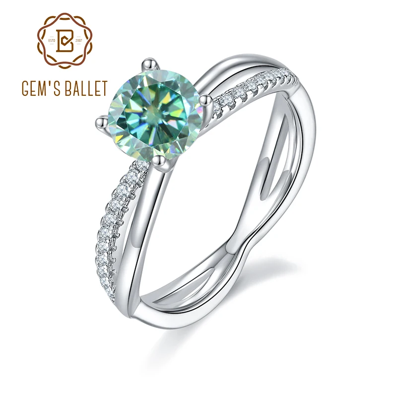 

Gem's Ballet High Quality 925 Sterling Silver Green Moissanite Wedding Ring Princess Finger Rings For Women Engagement Jewelry