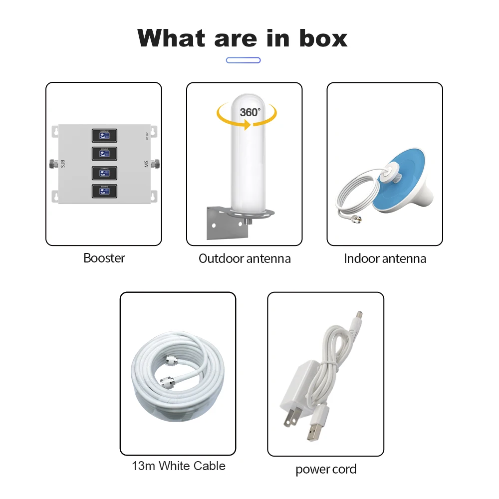 

GOBOOST Cellular Repeater LTE 800 2600 Signal Booster GSM 900 3G 1800 UMTS 2100 4G 70dB Omni Antenna Network Amplifier Full Kit
