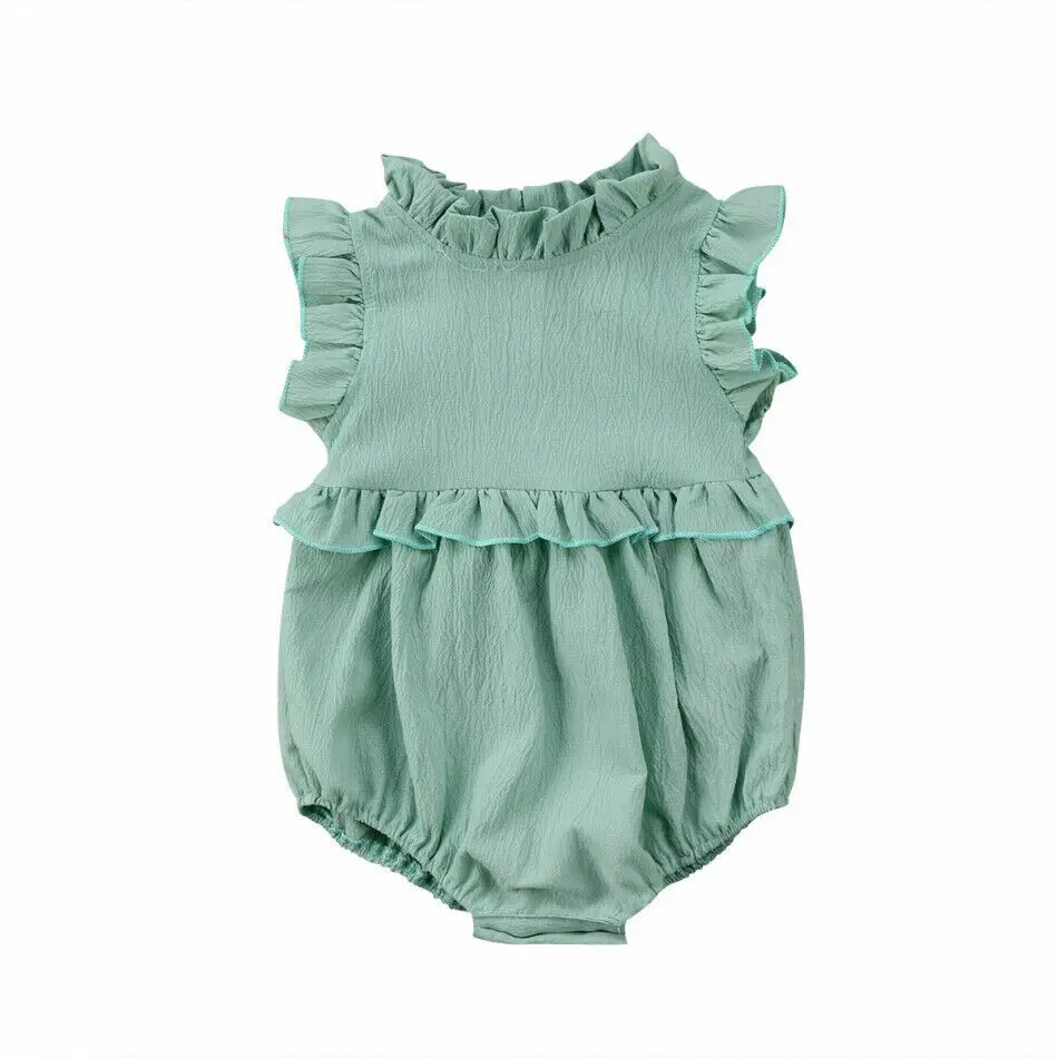 

Newborn Ruffled Outfits Children Summer Clothing Toddler Infant Baby Girls Sleeveless Romper Jumpsuit