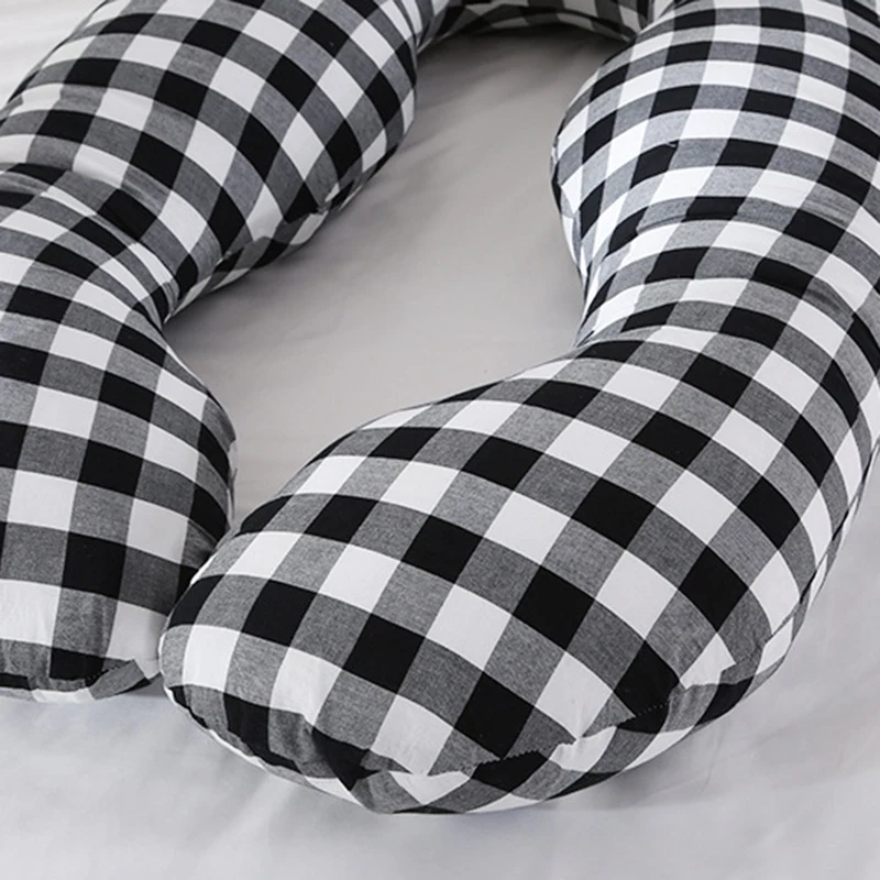 

Sleeping Support Pillow Pregnant Women Full Body Plaid Cushion Pregnancy Pillow Maternity U Shape Lumbar Pillow