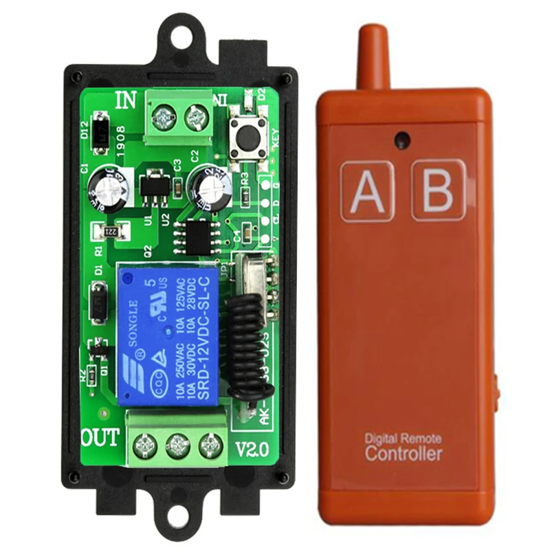 

433MHz DC 12V 24V 1CH rf Remote Control Switch Wireless Relay Receiver Controller usb Rechargeable for Garage\ Door\ LED\ Bulb