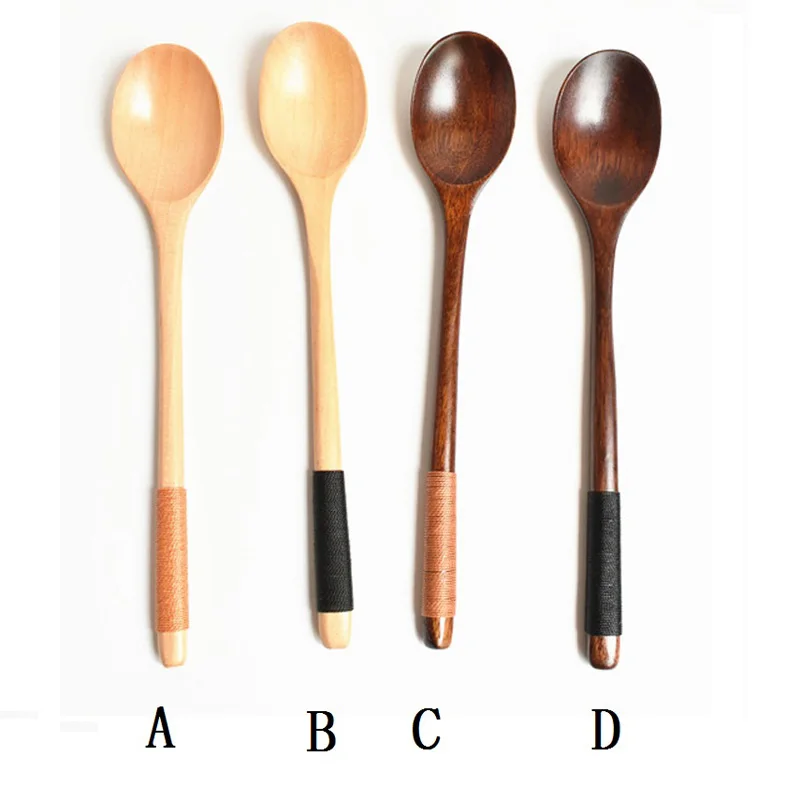 

300pcs Long Handled Wooden Spoons Wood Tea Coffee Spoon Japanese Style Dessert Spoon Honey Mixing Spoon Kitchen Wooden Tableware