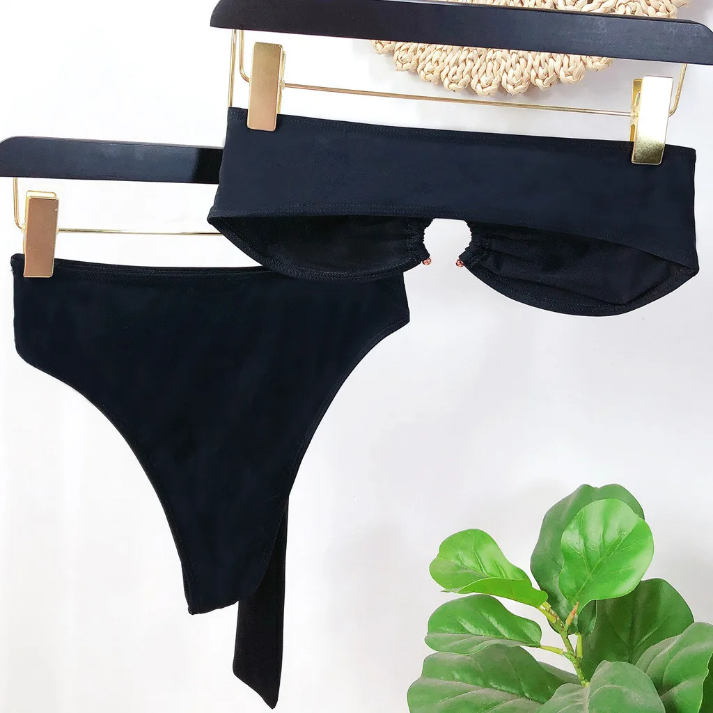 

SAGACE Two Piece Swimsuit For Women Sexy Tube Top High Waist Bikini Sets Summer Ladies Beachwear Swimwear Bathing Suit