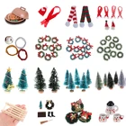 Рождественская гирлянда из индейки для кукольного домика, украшение-фонарик, миниатюрная шапочка, шерстяной шарф, сани, сосновые иглы, детская игрушка в подарок