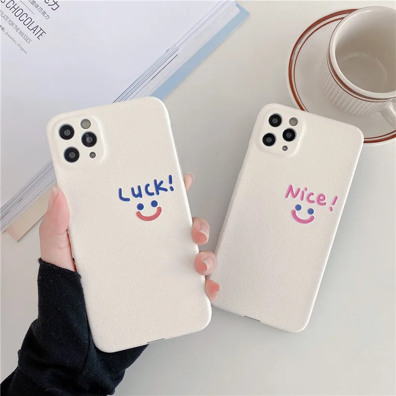 

INS Simple Cute Cartoon Smiley Korean Phone Case For iPhone 12 11 Pro Max Xr X Xs Max 7 8 Puls SE 2020 Cases Soft Silicone Cover