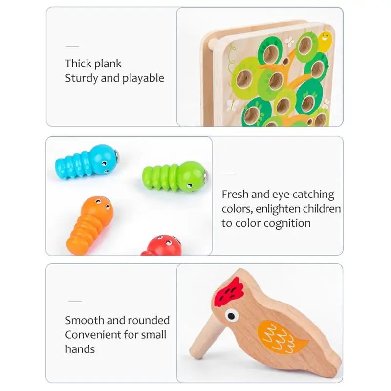 Игрушка Монтессори для малышей 1 комплект деревянная игрушка ловли птиц