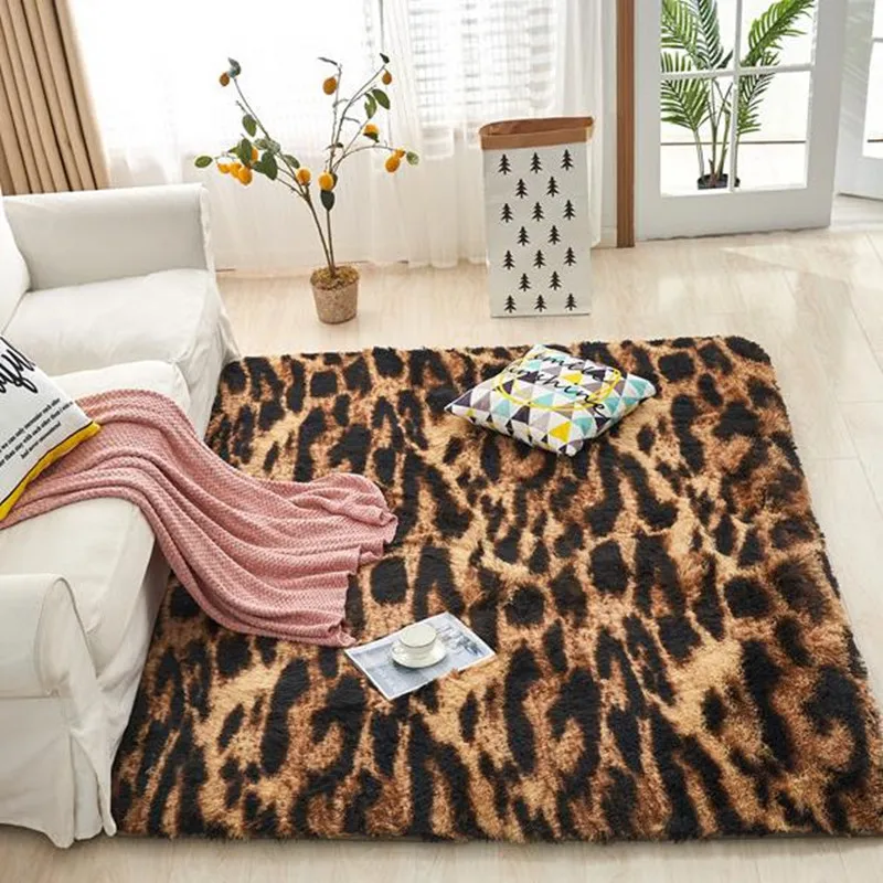 

Soft Nursery Rug Modern Cow Leopard pattern Area Rugs Anti-Skid Fluffy Carpet Plush Velvet Home Decorative Carpet Throw Rug