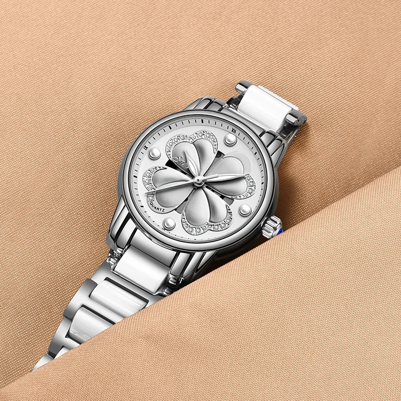 Часы наручные SUNKTA женские кварцевые люксовые брендовые керамические Модные
