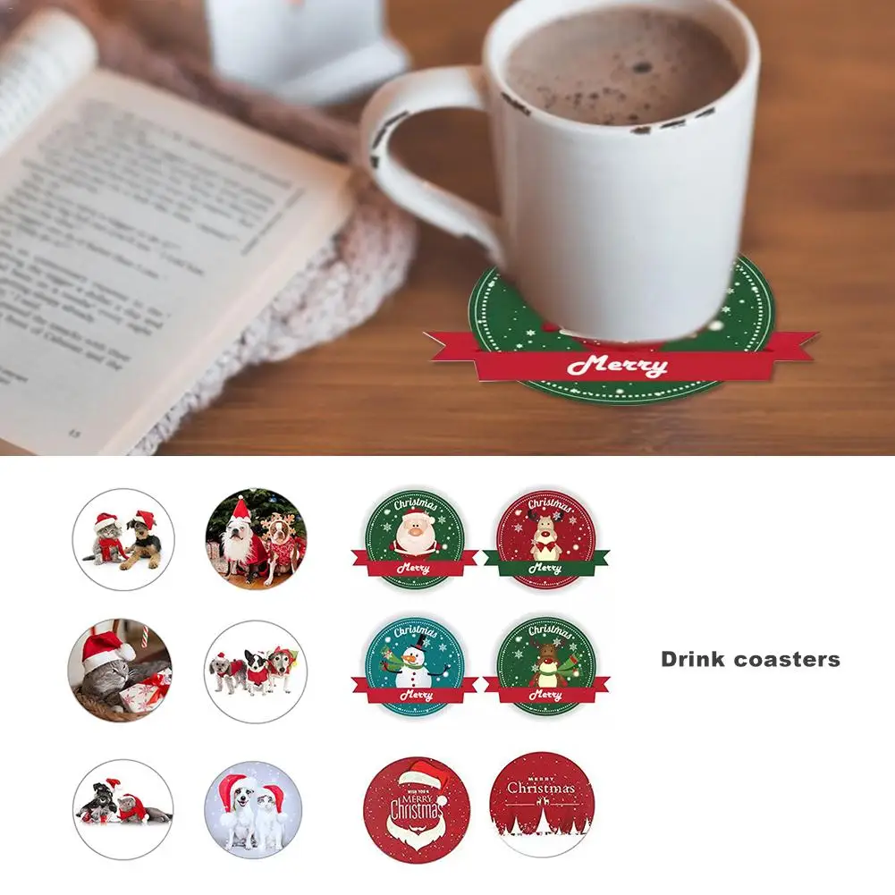 6 шт. рождественские подставки для стакана Войлок утепленная хорошо впитывают