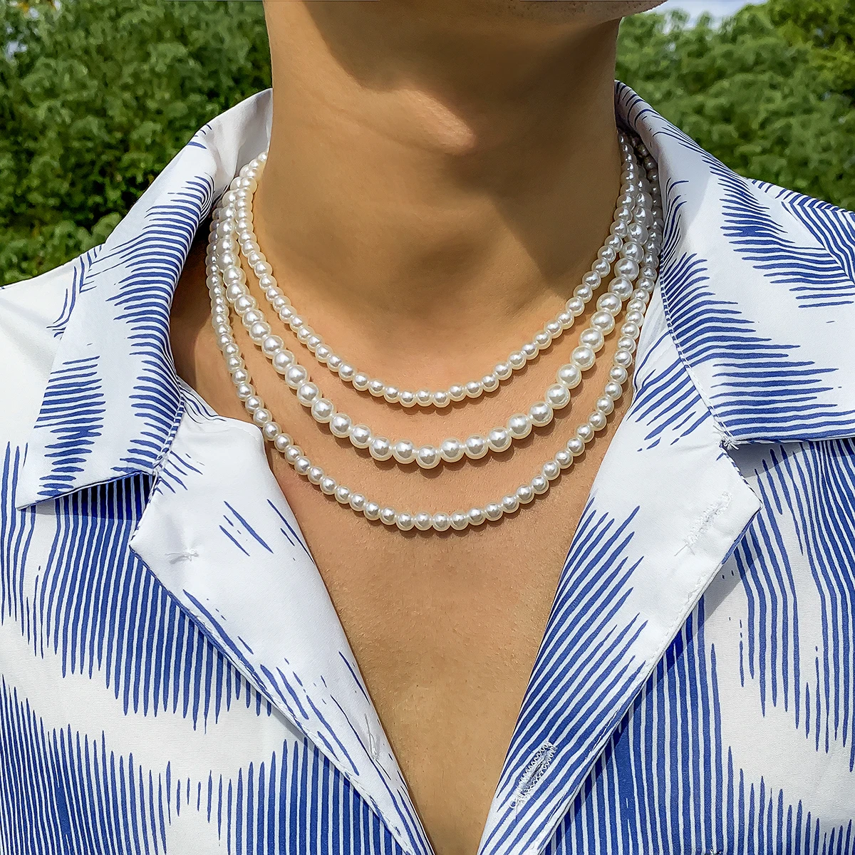 

Trendy Pearl Beads Short Choker Necklace Set for Men/Women Fashion Layered Beaded Chain Necklace on the Neck 2022 Jewelry Collar