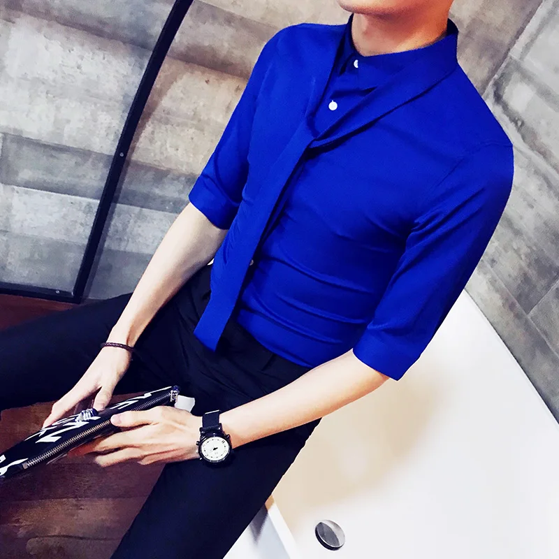 Однотонная рубашка 5XL-S мужская модная для ночного клуба выпускного смокинга