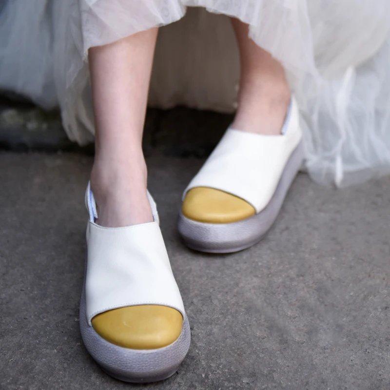 Сандалии Artmu женские с закрытым носком натуральная кожа платформа открытый носок