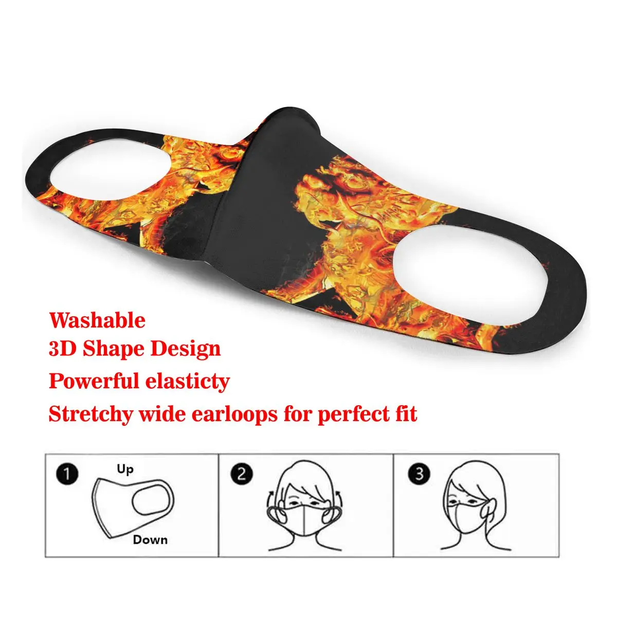 

Cool Fire Lion Flame Print Dust Mask Mouth-Muffle Washable Fabric Adult Protective Face Windproof