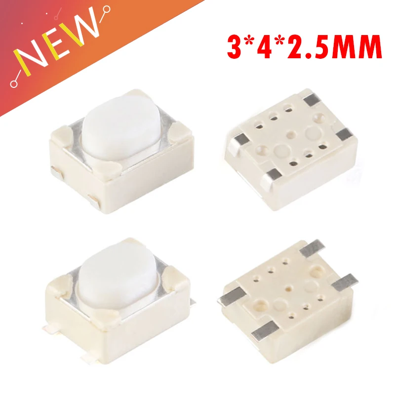 50 шт./лот 3*4*2 5 SMD сенсорная кнопка автомобильный пульт дистанционного управления