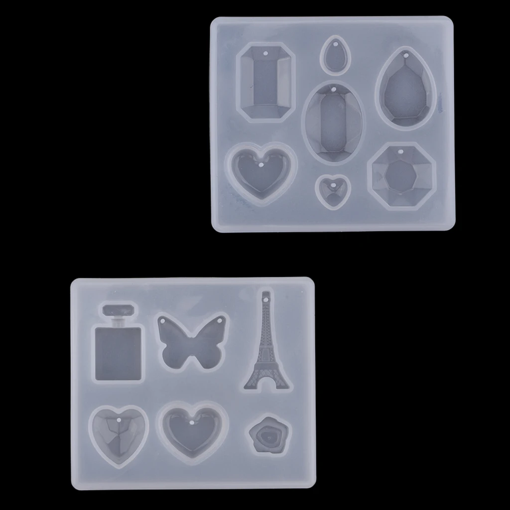 

Clear Silicone DIY Gem Cabochon Jewelry Pendant Charms Mould Mold w/ Hole
