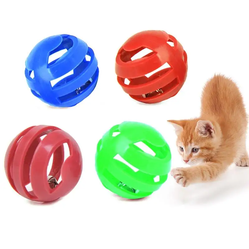 

Plastic Hollow Cat Toy Ball Sets Interactive Cat Playing Teasing Toy With Small Bell Funny Indoor Kitten Exercise Toys Supplies