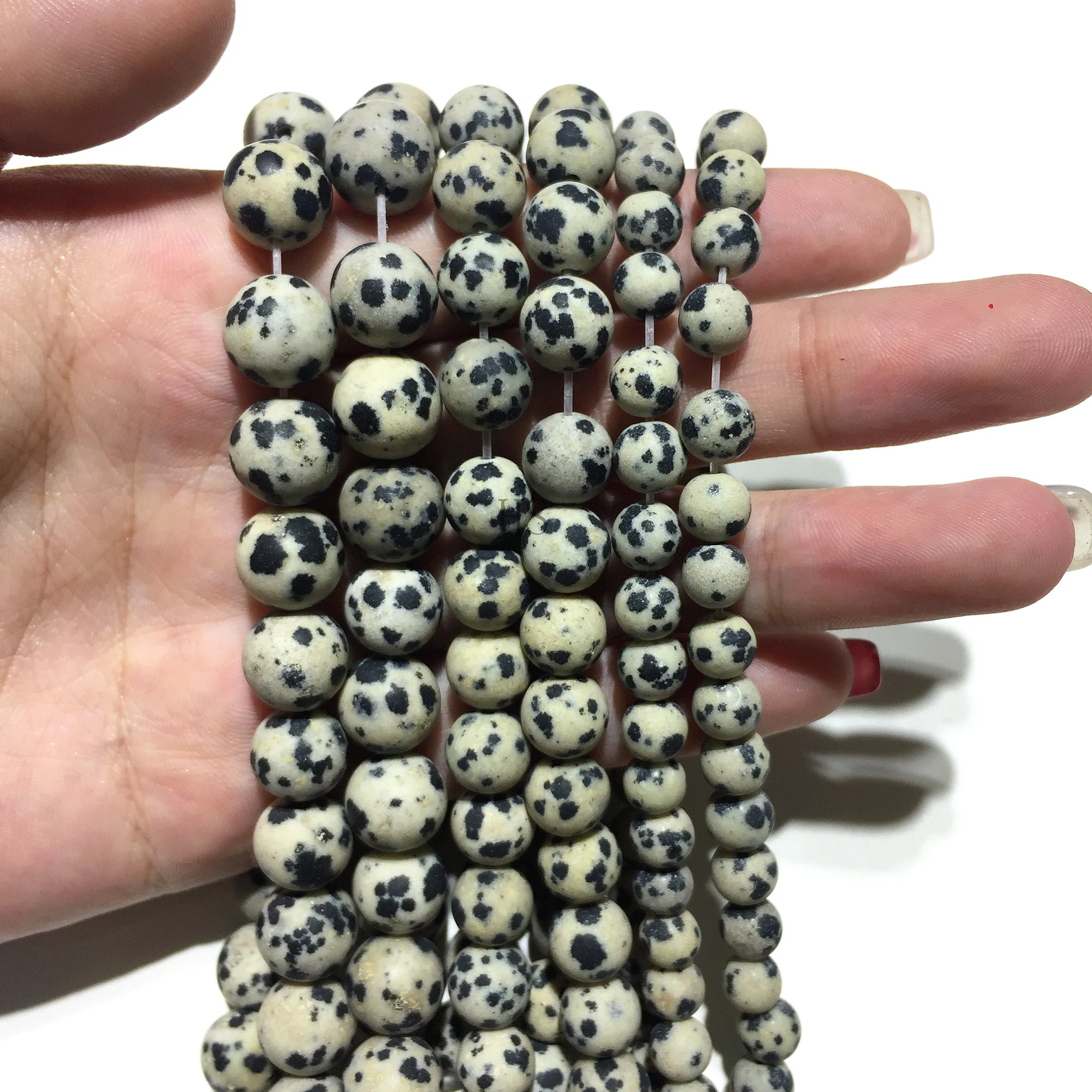 Натуральный камень Далмация яшма Матовые Круглые свободные бусины исцеляющая