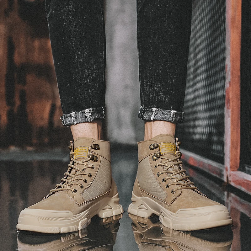 Мужские замшевые ботинки на платформе повседневные удобные высокие сноубутсы