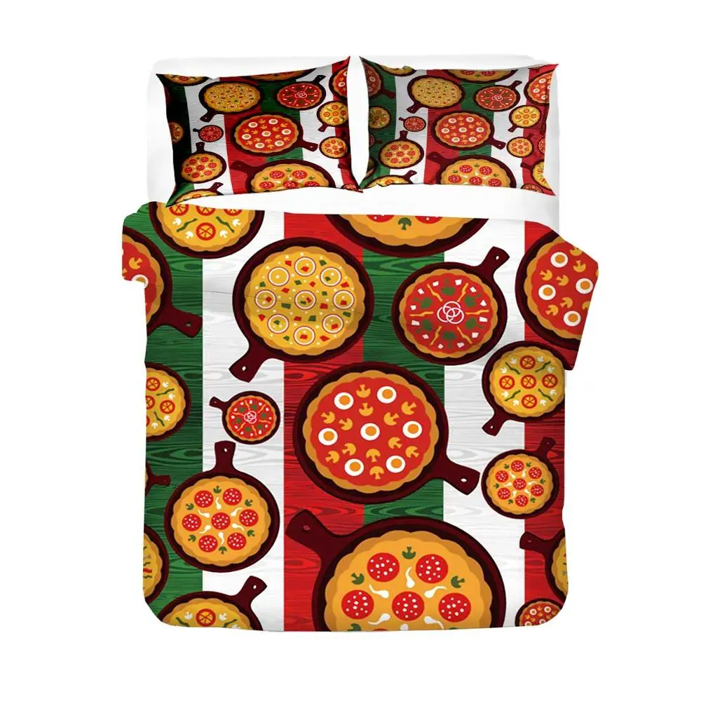 Комплект постельного белья из 2/3 предметов с изображением вкусной еды пиццы
