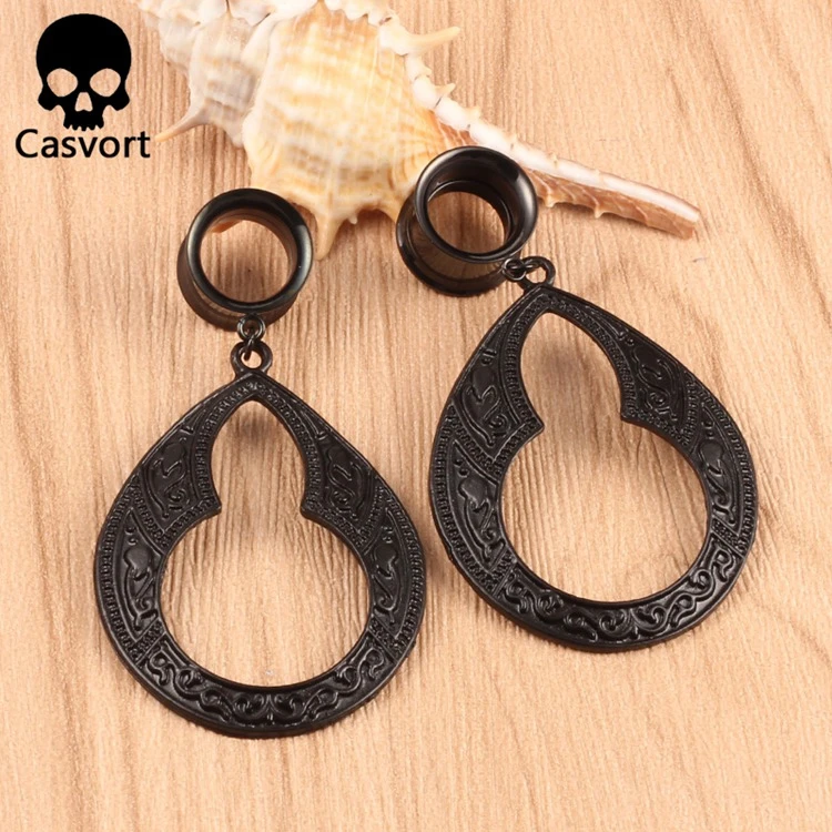 Casvort, новинка, спираль, болтаются, беруши, пирсинг, ювелирные изделия для тела, нержавеющая сталь, черный винт, туннели, серьги для лучшего подарка