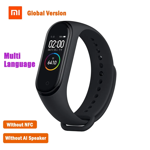 Global Version Оригинальная глобальная версия, Xiaomi mi, браслет 4, фитнес, пульсометр mi Band 4, китайская версия, смарт-браслет и подарочный ремешок - Цвет: Global Version