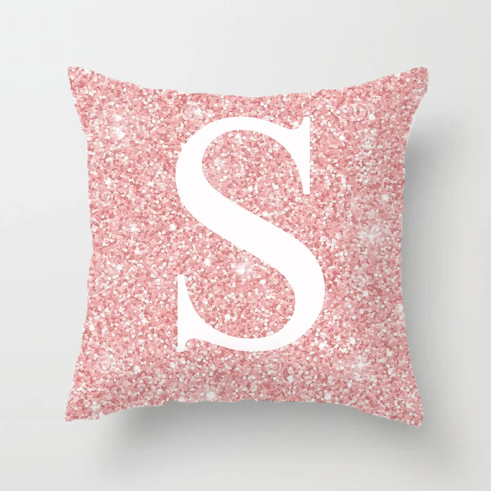 

Подушка для дивана 45x45 см, розовая декоративная подушка с буквами