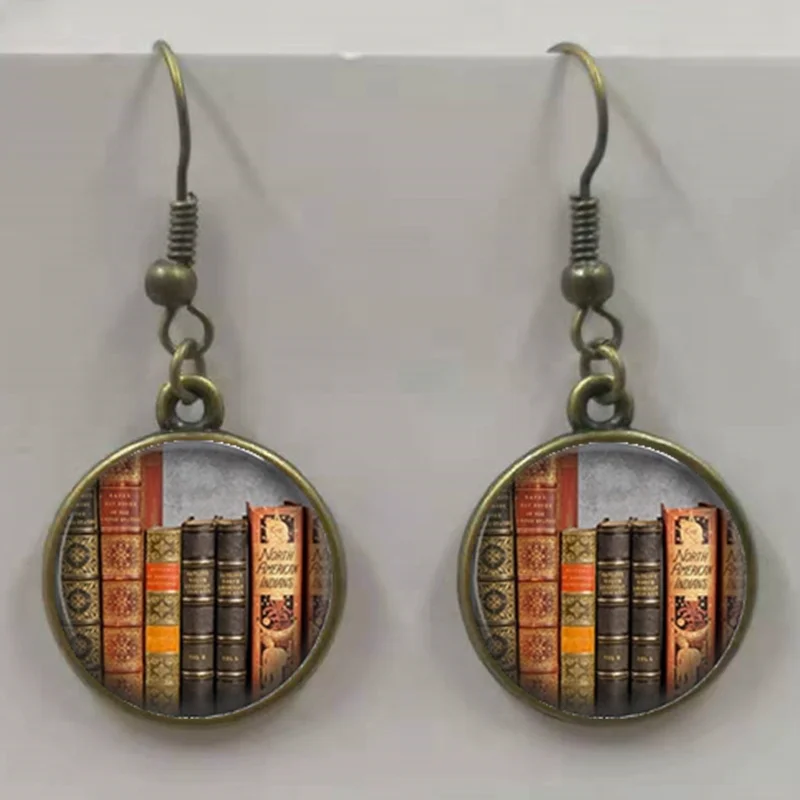 Новые ностальгические книги серьги с фотографией ювелирные изделия для пары