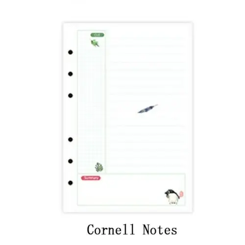 Cornell Notes A5/A6/A7 многоцветной планировщик дневник вставка заправка расписание Органайзер план 45 листов бумаги - Цвет: Cornell Notes